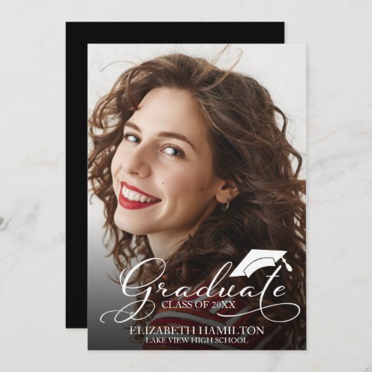 高校写真卒業発表カード 案内状 (正面/裏面)