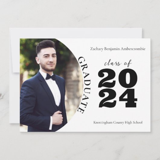 高校卒モダン業シンプル卒業 案内状 (正面)