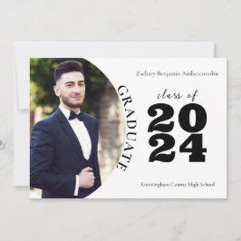 高校卒モダン業シンプル卒業 案内状