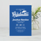 高校卒業おめでとう　青いブルー 招待状 (スタンド正面)