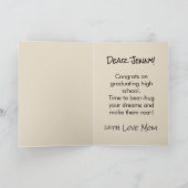 高校卒業かわいいクマパーソナライズされた カード (内部)
