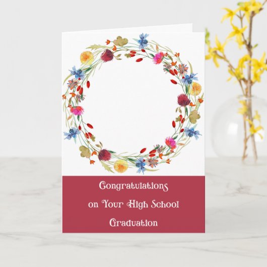 高校卒業と卒業写真の追加 カード (黄色い花)