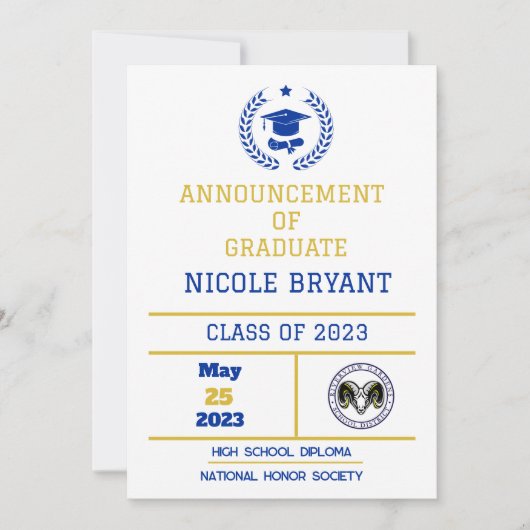 高校卒業のお知らせ 招待状 (正面)