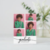 高校卒業のお知らせ 4枚の写真 ポストカード (スタンド正面)