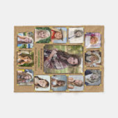 高校卒業の写真のコラージュの素朴なバーラップ フリースブランケット (正面(横))