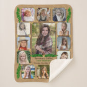 高校卒業の写真のコラージュ|のバーラップのシダ シェルパブランケット (正面)