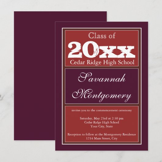 高校卒業の発表 招待状 (正面/裏面)