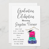 高校卒業スーツケース年制学校 招待状 (正面/裏面)