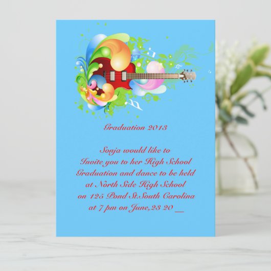 高校卒業ダンスの写真カード 招待状 (スタンド正面)