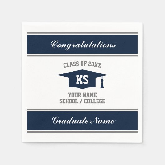 高校卒業パーソナライズされたパーティーのナプキン スタンダードカクテルナプキン (正面)