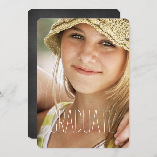 高校卒業パーティーの写モダン真大学院 招待状 (正面/裏面)