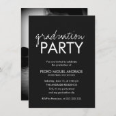 高校卒業パーティーの写真(白黒) 招待状 (正面/裏面)