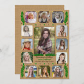 高校卒業パーティーの写素朴真校 招待状 (正面/裏面)