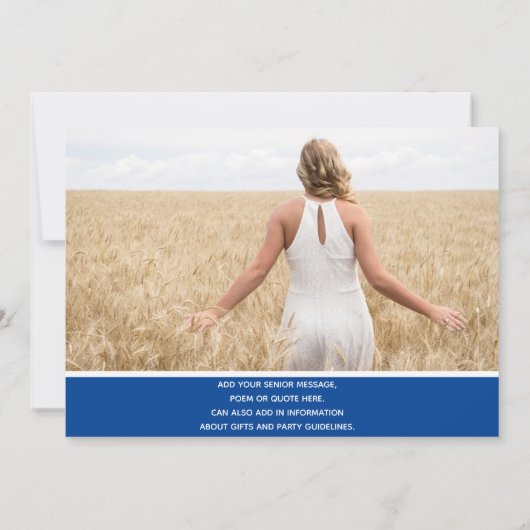 高校卒業パーティーアイディアズブルー卒業 案内状 (裏面)