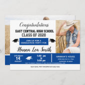 高校卒業パーティーアイディアズブルー卒業 案内状 (正面/裏面)