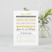 高校卒業パーティー写真イエローグレー 招待状 (スタンド正面)