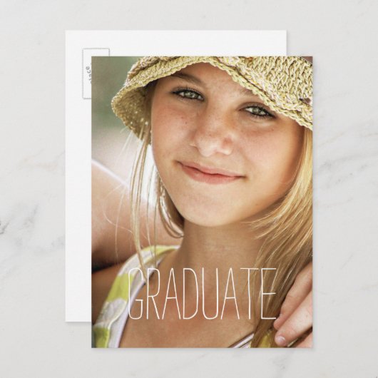 高校卒業パーティー写真モダン院生 インビテーションポストカード (正面/裏面)