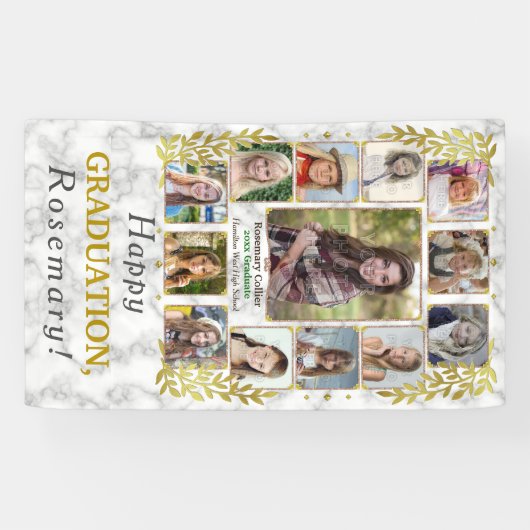 高校卒業パーティー写真大理石 横断幕 (横)