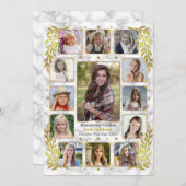 高校卒業パーティー大理石写真コラージュ 招待状 (正面/裏面)