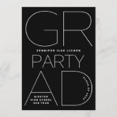 高校卒業パーティー白黒モダンミニマル 招待状 (正面)