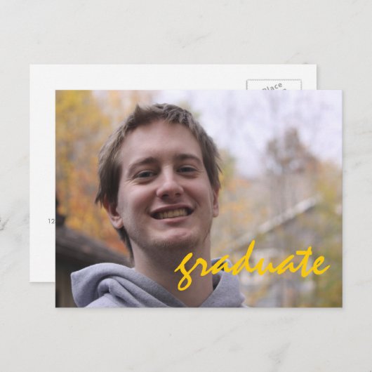 高校卒業パーティー黄色いグラード写真 インビテーションポストカード (正面/裏面)