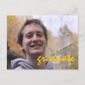 高校卒業パーティー黄色いグラード写真 インビテーションポストカード (正面)