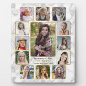 高校卒業写真コラージュ白大理石 フォトプラーク (正面)