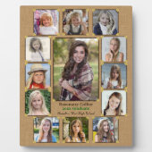 高校卒業写真コラージュ素朴Burlap フォトプラーク (正面)