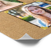 高校卒業写真コラージュ素朴Burlap ポスター (角)