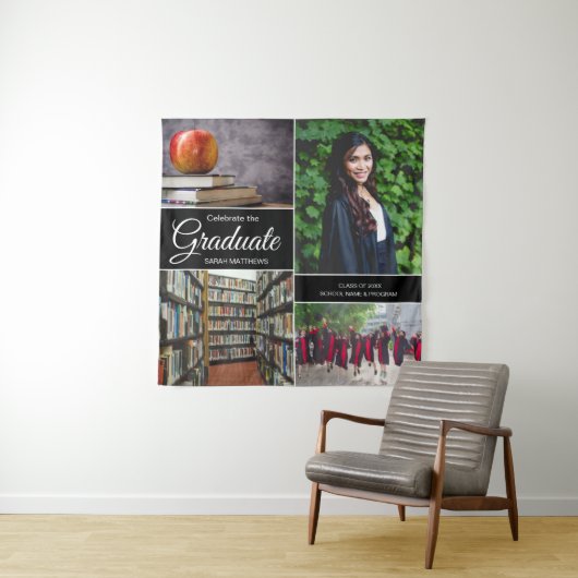 高校卒業写真コラージュ 卒業生 タペストリー (インサイチュ)