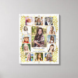 高校卒業写真コラージュ |大理石金ゴールド キャンバスプリント