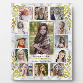 高校卒業写真コラージュ |大理石金ゴールド フォトプラーク
