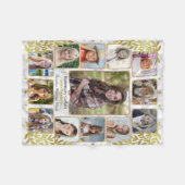 高校卒業写真コラージュ |大理石金ゴールド フリースブランケット (正面(横))