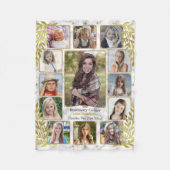 高校卒業写真コラージュ |大理石金ゴールド フリースブランケット (正面)