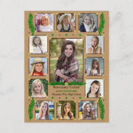 高校卒業写真コラージュ | 黄褐色シダ 案内ポストカード