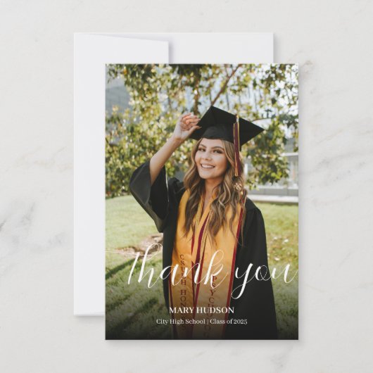 高校卒業写真付き発表 サンキューカード (正面)