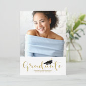 高校卒業写真金ゴールドグリッター発表 案内状 (スタンド正面)