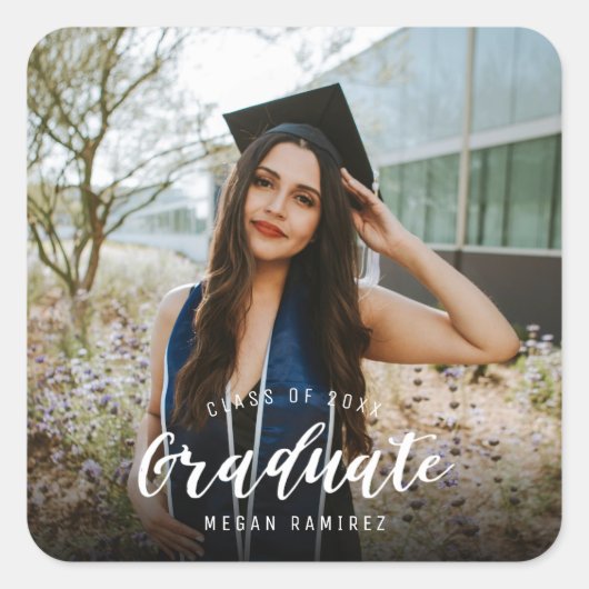 高校卒業写真 スクエアシール (正面)