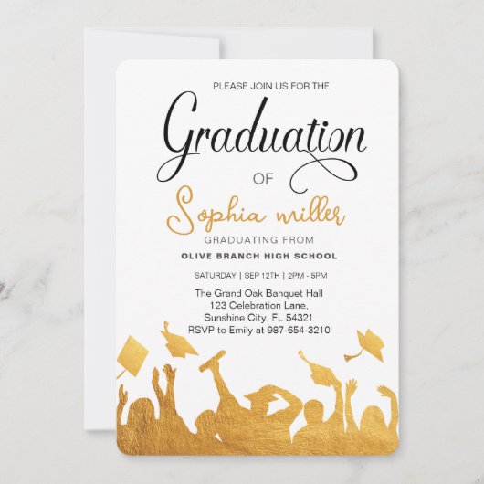 高校卒業卒業記念パーティー 招待状 (正面)