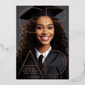 高校卒業実在バラ金箔の発表 箔招待状 (正面)