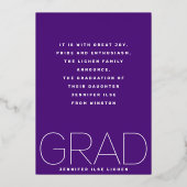 高校卒業実在バラ金箔の発表 箔招待状 (裏面)