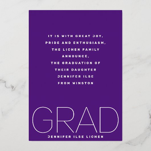 高校卒業実在バラ金箔の発表 箔招待状 (裏面)