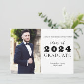 高校卒業式 ミニマリスト クラシック 卒業のお知らせ 案内状 (スタンド正面)