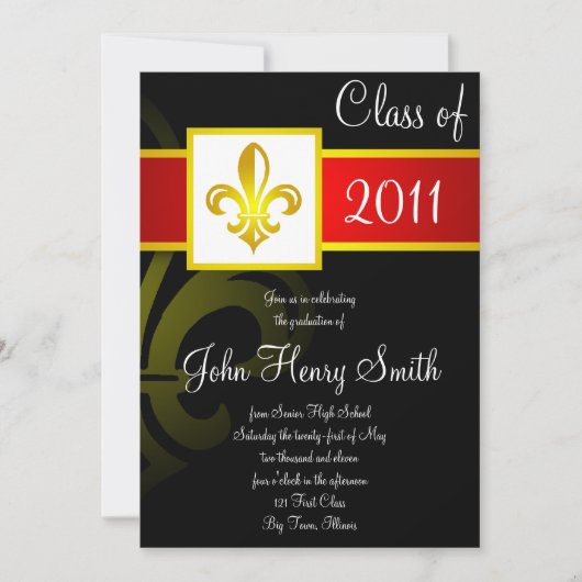 高校卒業式 赤と黒 招待状 (正面)