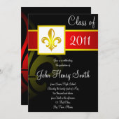 高校卒業式 赤と黒 招待状 (正面/裏面)