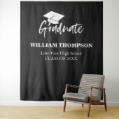 高校卒業式 黒チョークボード パーティー 背景 タペストリー (インサイチュ)