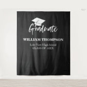 高校卒業式 黒チョークボード パーティー 背景 タペストリー (正面)