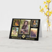 高校卒業生写真コラージュ カード (黄色い花)