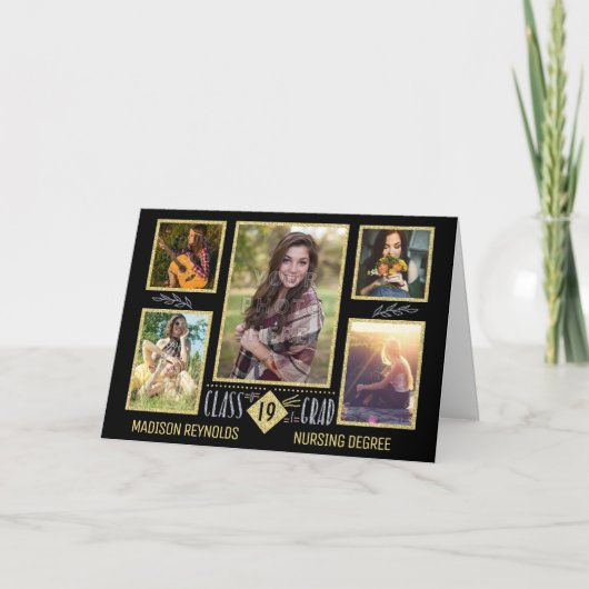 高校卒業生写真コラージュ カード (正面)