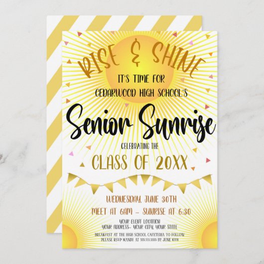 高校卒業生 sunrise イベントパーティー招待状 招待状 (正面/裏面)